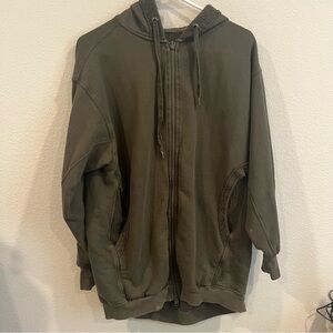 Free People Movement green long line oversized zip up hoodie  size xsmall